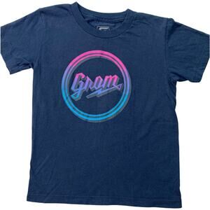 Grom Boys XXS Size 3 Fits Like US4 Neon Pink Logo Circle Cotton Tee Shirt Skater
